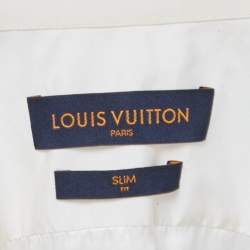 Pre Owned Louis Vuitton Cream Monogram Silk Long Sleeve Shirt M