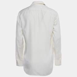 Pre Owned Louis Vuitton Cream Monogram Silk Long Sleeve Shirt M