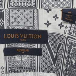 Pre Owned Louis Vuitton White/Blue LV Cards Print Cotton Shirt M