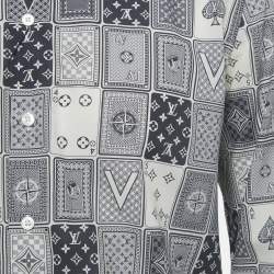 Pre Owned Louis Vuitton White/Blue LV Cards Print Cotton Shirt M