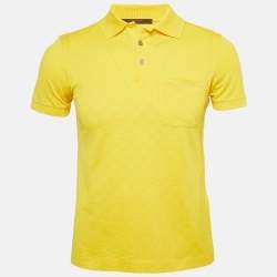 Pre Owned Louis Vuitton Yellow Damier Jacquard Knit Polo T-Shirt XS