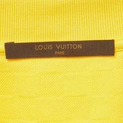 Pre Owned Louis Vuitton Yellow Damier Jacquard Knit Polo T-Shirt XS