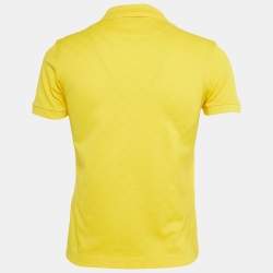 Pre Owned Louis Vuitton Yellow Damier Jacquard Knit Polo T-Shirt XS