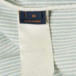 Pre Owned Louis Vuitton Blue Monogram & Watercolor Print Denim Oversized Shirt M