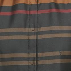 Pre Owned قميص لويس فيتون حرير أسود بطبعة مخططة وأزرار أمامية مقاس صغير