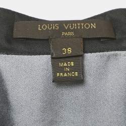 Pre Owned قميص لويس فيتون حرير أسود بطبعة مخططة وأزرار أمامية مقاس صغير