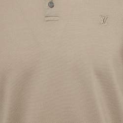 Pre Owned Louis Vuitton Greenish Grey Cotton Pique Polo T-Shirt S