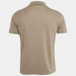 Pre Owned Louis Vuitton Greenish Grey Cotton Pique Polo T-Shirt S