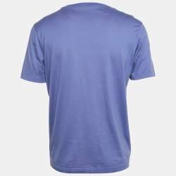 مملوكة مسبقًا Louis Vuitton Blue Jersey V-Neck T-Shirt L
