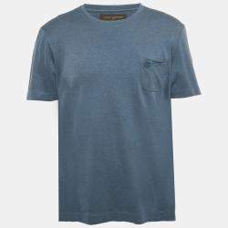 Pre Owned Louis Vuitton Blue Damier Pocket Jersey T-Shirt L
