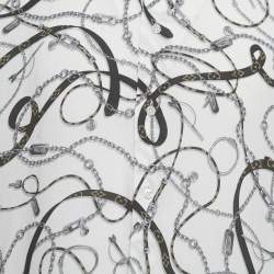 Pre Owned Louis Vuitton White Chain and Belt Print Crepe Regular Fit Shirt M