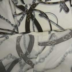 Pre Owned Louis Vuitton White Chain and Belt Print Crepe Regular Fit Shirt M