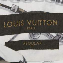 Pre Owned Louis Vuitton White Chain and Belt Print Crepe Regular Fit Shirt M