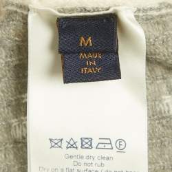 Pre Owned Louis Vuitton Cream Knit Monogram Crewneck Sweatshirt M