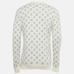 Pre Owned Louis Vuitton Cream Knit Monogram Crewneck Sweatshirt M