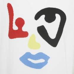 Pre Owned Louis Vuitton White Intarsia Knit Sweatshirt L 