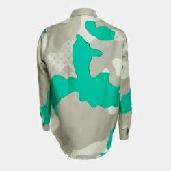 مملوكة مسبقًا قميص لوي فيتون مزيج قطن مطرز رمادي L