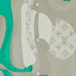 مملوكة مسبقًا قميص لوي فيتون مزيج قطن مطرز رمادي L