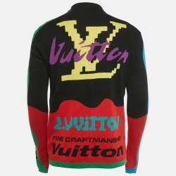 Pre Owned Louis Vuitton Multicolor Logo Intarsia Cotton Knit Sweatshirt M
