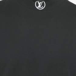 Pre Owned Louis Vuitton Black Logo Embroidered Cotton T-Shirt XL