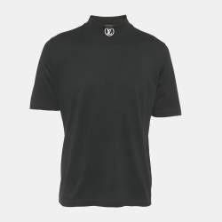 Pre Owned Louis Vuitton Black Logo Embroidered Cotton T-Shirt XL