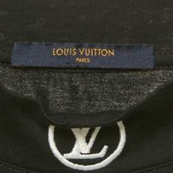 Pre Owned Louis Vuitton Black Logo Embroidered Cotton T-Shirt XL