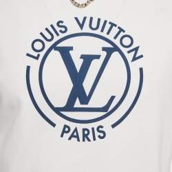 Pre Owned Louis Vuitton White Logo Print Cotton Crewneck T-Shirt L