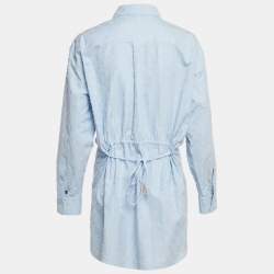 Pre Owned قميص لويس فويتون قطن فيل كوبيه أحمر بشعار أزرق مقاس متوسط