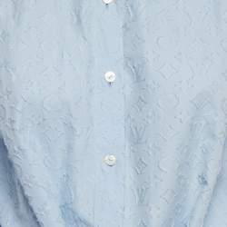 Pre Owned قميص لويس فويتون قطن فيل كوبيه أحمر بشعار أزرق مقاس متوسط