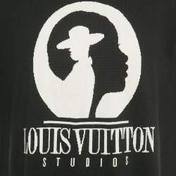 Pre Owned Louis Vuitton Black Logo Intarsia Knit Crewneck T-Shirt L