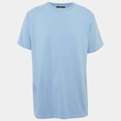 Pre Owned Louis Vuitton Blue Cotton Knit Crewneck T-shirt L