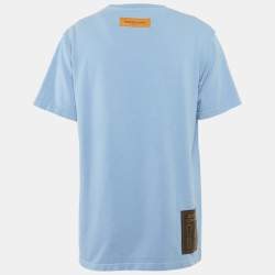 Pre Owned تي شيرت لوي فيتون قطن أزرق بحياكة رقبة مستديرة مقاس كبير - لارج