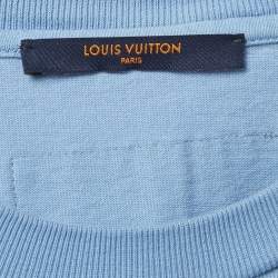 Pre Owned تي شيرت لوي فيتون قطن أزرق بحياكة رقبة مستديرة مقاس كبير - لارج