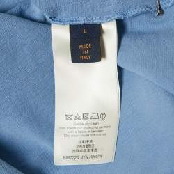 Pre Owned تي شيرت لوي فيتون �قطن أزرق بحياكة رقبة مستديرة مقاس كبير - لارج