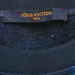 Pre Owned Louis Vuitton Blue Monogram Wool Blend Crewneck Sweatshirt M