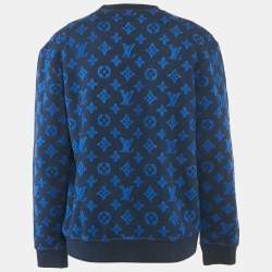 Pre Owned Louis Vuitton Blue Monogram Wool Blend Crewneck Sweatshirt M