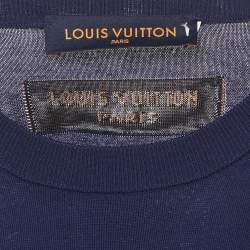 مملوكة مسبقًا Louis Vuitton Navy Blue Knit Logo Embroidered T-Shirt XL