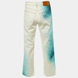 Pre Owned Louis Vuitton White Monogram Spray Denim Straight Fit Jeans S/Waist 31"