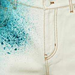 Pre Owned Louis Vuitton White Monogram Spray Denim Straight Fit Jeans S/Waist 31"