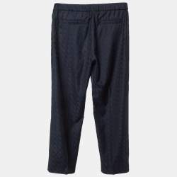 Pre Owned بنطلون صوف لوي فيتون نمط المونوغرام أزرق منتصف الليل مقاس صغير - سمول