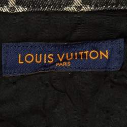 Pre Owned Louis Vuitton Grey Monogram Jacquard Denim Wide Leg Jeans S/Waist 30"