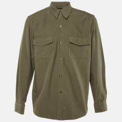 Pre Owned Louis Vuitton Vintage Dusty Green Cotton Button Front Overshirt M