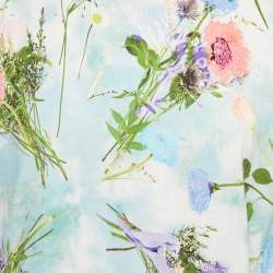 Pre Owned Louis Vuitton Blue Floral Print Jersey T-Shirt M