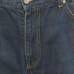Pre Owned Louis Vuitton Blue Denim Logo Embroidered Jeans XL Waist 33" 