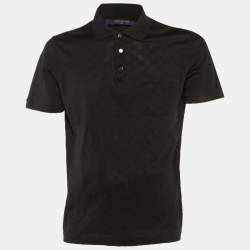 Pre Owned Louis Vuitton Black Damier Cotton Pique Polo T-Shirt L