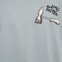 Pre Owned Louis Vuitton Blue LV Multi Tool Embroidered Cotton T-Shirt XL