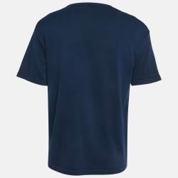 Pre Owned Louis Vuitton x Nigo Navy Blue Heart Intarsia Cotton Knit T-Shirt L