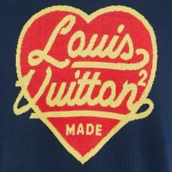 Pre Owned Louis Vuitton x Nigo Navy Blue Heart Intarsia Cotton Knit T-Shirt L