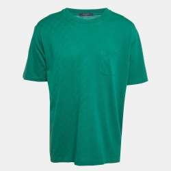 Pre Owned Louis Vuitton Green Damier Cotton Crewneck T-Shirt XL