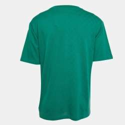 Pre Owned Louis Vuitton Green Damier Cotton Crewneck T-Shirt XL